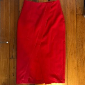 Red Pencil Skirt with Slit